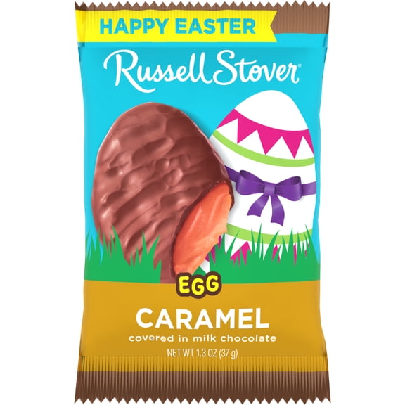 RUSSELL STOVER Easter Caramel Milk Chocolate Candy Easter Egg, 1.3 oz.
