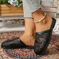 thumbnail image 4 of Gpaecead Women Woven Hollow Out Beach Slippers Closed Toe Breathable Soft Sole Ornamental Buckle Summer Slides, Black, 4 of 7