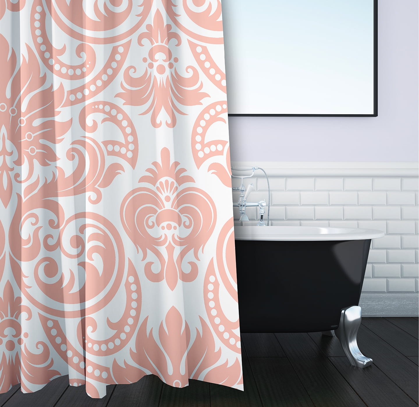 Simply Daisy 70" W x 73" L Alexys Polyester Shower Curtain, Blush [1 Ct]
