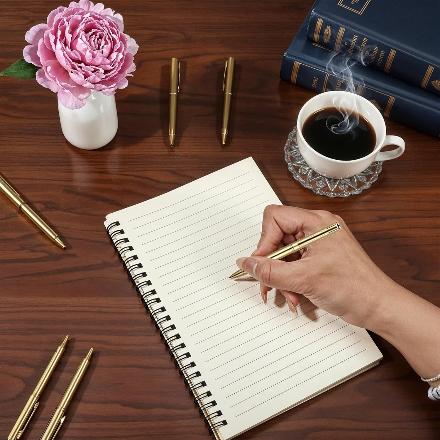 Telooco 36 Pcs Gold Pens for Writing, Mini Rotating Ballpoint Pen, 4" Guest Book Pens Gold Gel Pen for Weddings, Parties, Business Offices, Schools, Hospitals,