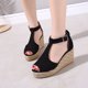 thumbnail image 1 of Sandalias de tacón de cuerda de cáñamo de verano con correa de tobillo para mujer a la moda Wmkox8yii shjk935, 1 of 8