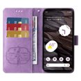 thumbnail image 3 of Designed for Google Pixel 7A Case Wallet,Women Flip Folio Cover with Butterfly & Flower Embossed PU Leather Stand Credit Card Holders Slots Wrist Strap Shockproof Phone Case,Purple, 3 of 11