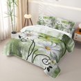 thumbnail image 3 of Erosebridal Green Painterly Daisy Quilt King for Women Girls, Abstract Butterfly Print King Coverlet Set, 3pcs, 3 of 7
