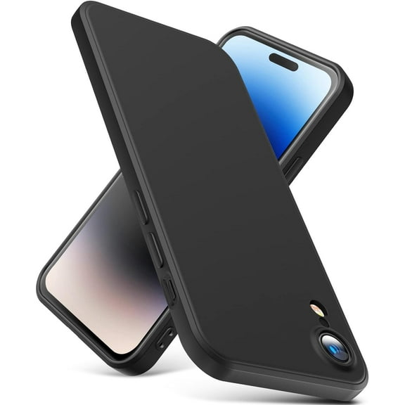 for iPhone XR Case, Thin Liquid Silicone Case,Shockproof,Slim Thin Phone Case for iPhone XR, Full Body Screen Camera Protective Cover-Black 2-IPXR-01