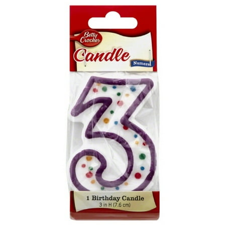 Betty Crocker Numeral 3 Birthday Candle, 1 Ea (Pack of 6)
