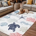 thumbnail image 2 of Fsddascl Blue Red Coastal Outdoor Rug for Patio/Deck, Non-Slip Large Area Rug 4 x 6 Ft, Nautical Summer Beach Coral Sea Turtle Indoor Outdoor Rugs Washable Area Rugs, Reversible Camping Rug Carpet, 2 of 5