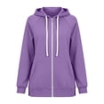 thumbnail image 6 of Zysthvn Tunic Hoodies Women Full Zip Casual Fall Drawstring Women's Sweatshirt with Pockets Solid Long Sleeve Loose Fit Tops, 6 of 9