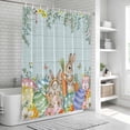 thumbnail image 6 of Easter Shower Curtain, Waterproof Shower Curtains for Bathroom, Spring Rabbit Tail Eggs Eucalyptus Leaves Wood Washable Fabric Bathtub Curtain Set Bath Decor with 12 Hooks Extra Long 72"x96", 6 of 8