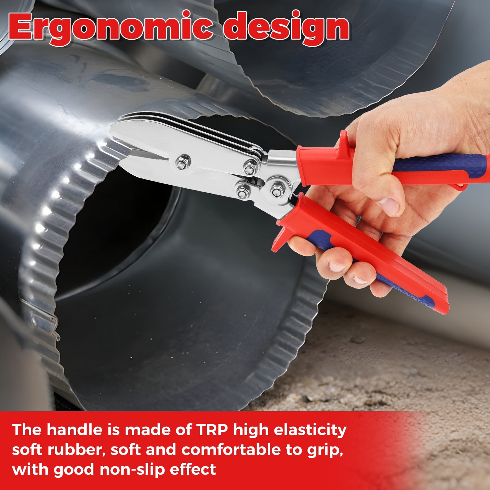 Ikoopy 5 Blade Hand Crimper Rust Resistant Gutter Crimping Tool and Sheet Metal Crimper with Anti Slip Ergonomic Handle for 22 to 28 Gauge Galvanized Steel Ductwork Downspouts Stove Pipes