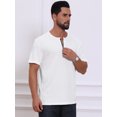 thumbnail image 4 of DARING DIVA Men's Henley Short Sleeve Button Down Jacquard Knitted T-Shirt L White, 4 of 7