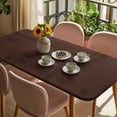 thumbnail image 3 of Brown Flowers Table Cloths for 4 Foot Rectangle Tables, Japanese Abstract Floral Plants Simple Art Patio Waterproof Elastic Fitted Tablecloths, Washable Rectangular Table Cover for Camping, 3 of 8