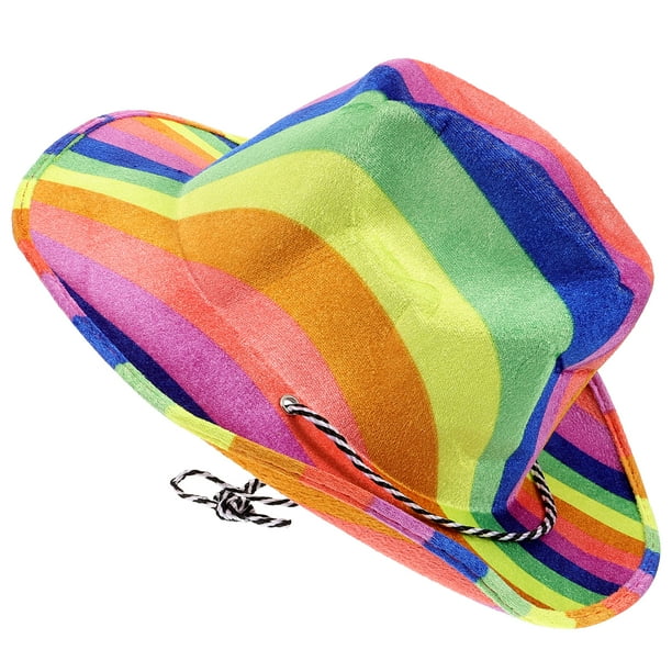 KAKOWELY Sombrero de vaquero arcoíris para fiesta de disfraces del desfile del orgullo Sombrero de vaquero Sombrero arcoíris del desfile del orgullo