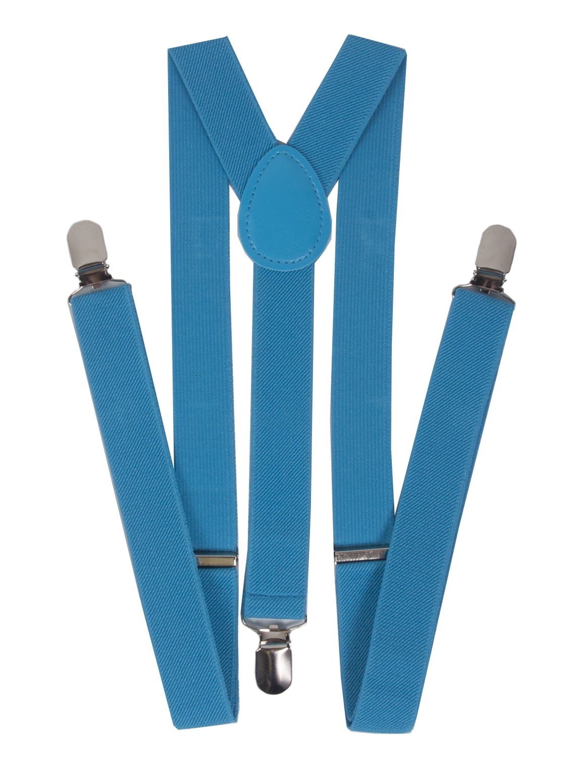Men's 1 Inch Wide Solid Adjustable Suspenders Blue