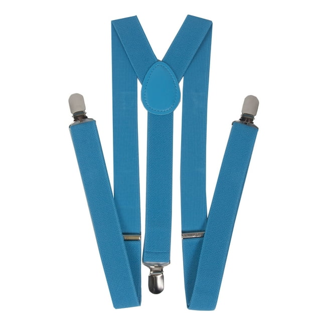 Men's 1 Inch Wide Solid Adjustable Suspenders - Blue