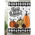 thumbnail image 2 of Fsddascl Halloween Pumpkin Shower Curtain Set - Small 36" x 72" Washable Bathtub Curtain with 12 Hooks, Orange Black Gold Polka Dot Plaid Waterproof Fabric Stall Shower Curtains for Bathroom/Bathtub, 2 of 6
