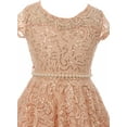 thumbnail image 4 of Little Girl Cap Sleeve Floral Lace Glitter Pearl Holiday Party Flower Girl Dress Blush 4 JKS 2102 BNY Corner, 4 of 4