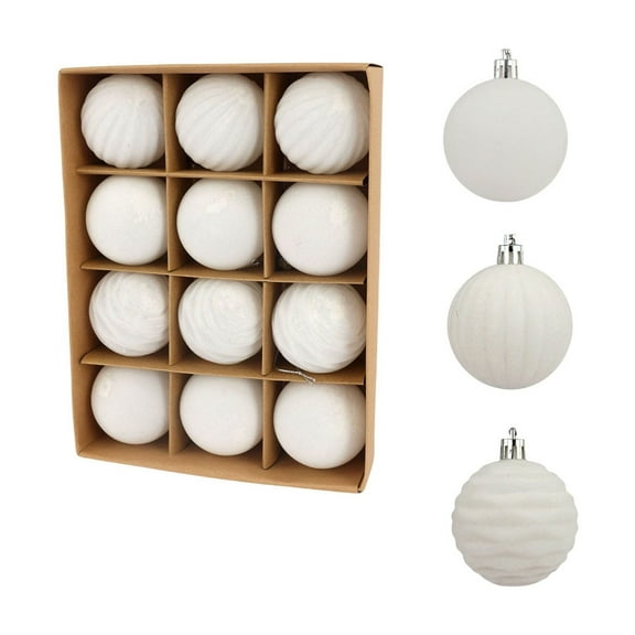 12PCS Flocked Christmas Ball Ornaments – Soft Touch Suede Texture Tree Decorations, Lightweight Hanging Baubles for Holiday, Wedding & Party Decor