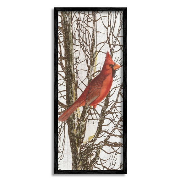 Stupell Industries Cardinal Bird Perched Trees Graphic Art Black Framed Art Print Wall Art, Design by Lil' Rue