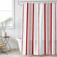 thumbnail image 2 of Small Stall Shower Curtain 36x72 Inch Narrow Half Size Dark Red Vertical Stripes Bath Curtains Bathroom Decor, Geometric Farmhouse Striped Waterproof Fabric Shower Curtain Set with Hooks 36 Inch, 2 of 7