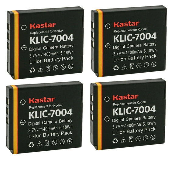 Kastar 4-Pack Battery Replacement for Kodak KLIC-7004 K7004 Battery, Kodak K7700 Charger, PLAYSPORT, PLAYTOUCH, PlayFull Dual, Zi8, Zi10, Zi12, Zx3, EasyShare V1273 Cameras