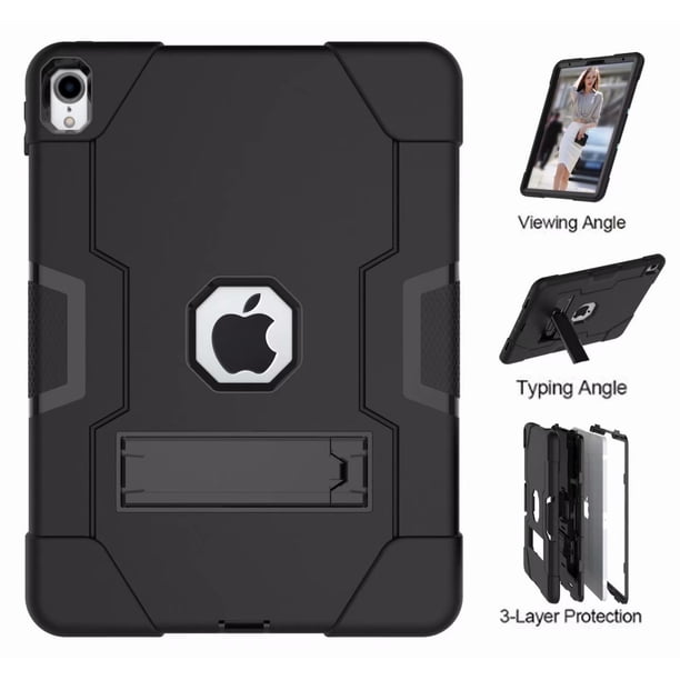 iPad Pro Funda protectora de 11 pulgadas (negra), ligera, duradera, resistente a los golpes y resistente, carcasa protectora de cuerpo completo de PC + silicona mixta de alto impacto