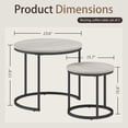 thumbnail image 2 of Nesting Tables Set of 2, Round Coffee Table, Small Nesting Coffee Table with Adjustable Non-Slip Fee, Wood Grain Top Nesting Tables for Living Room, Bedroom (Wood Grain Grey), 2 of 7
