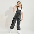 thumbnail image 4 of Fesfesfes Girls Fashion Adjustable Straps Wide Leg Denim Overalls and Metal Buttons Cute Casual Jumpsuit for Teen Youth Kids(Black#1,6-7 Years), 4 of 8