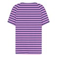 thumbnail image 5 of Fiudx Liquidación de Ahorros de Verano Top de Manga Corta con Cuello En V y Hombros Descubiertos con Botones Estampados a Rayas Informal a La Moda para Mujer, 5 of 5