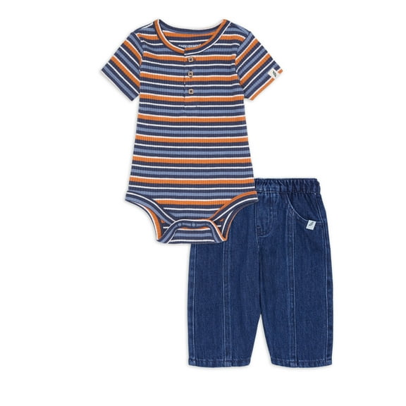 easy-peasy Baby Henley Bodysuit & Denim Pant Set, 2-Piece, 0-24 Months