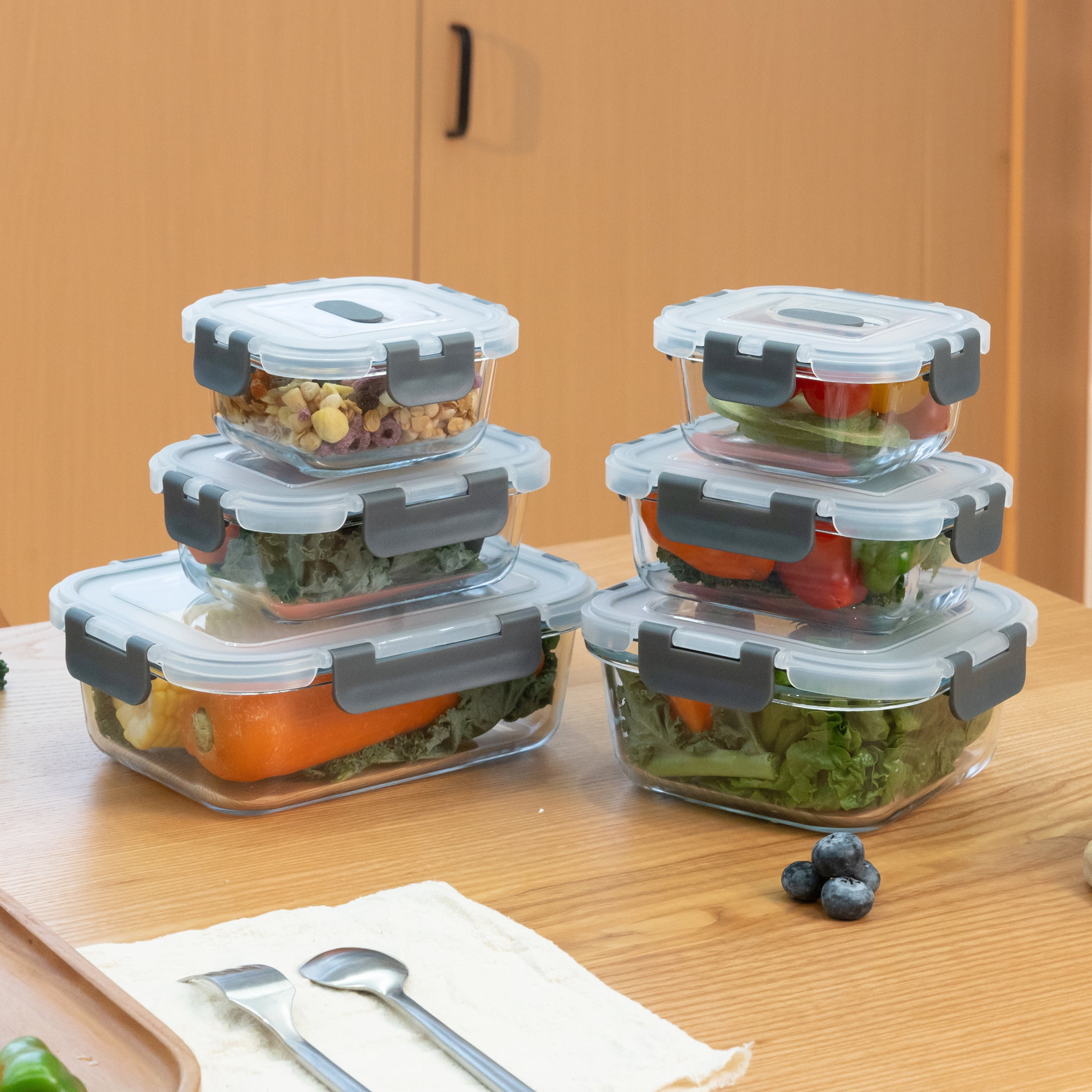 Mainstays 12 PCS Set récipient de stockage de nourriture en verre mélangé