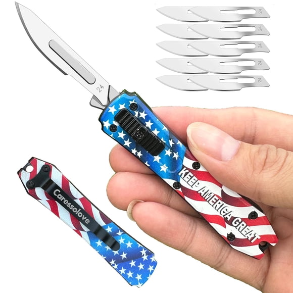 Cuchillo Escalpelo Automático Caressolove EDC con 10 Hojas #24