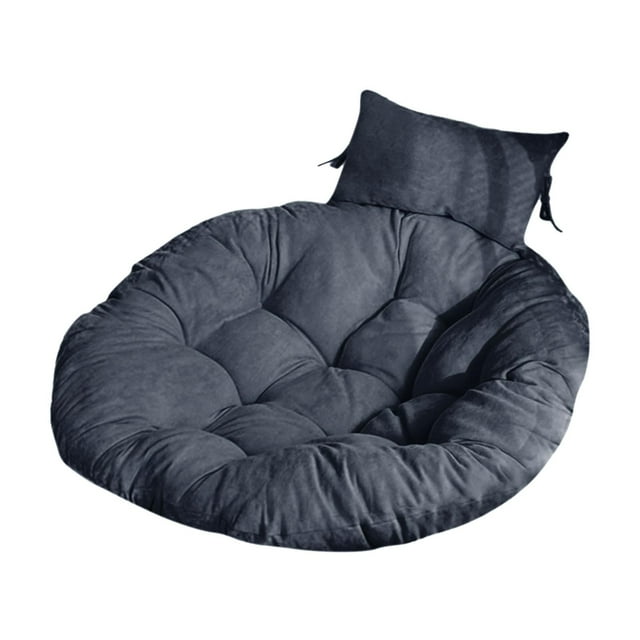 Thick Egg Chair Cushion with Headrest Multipurpose Thickness 4.7inch Diameter 41 Dark Gray