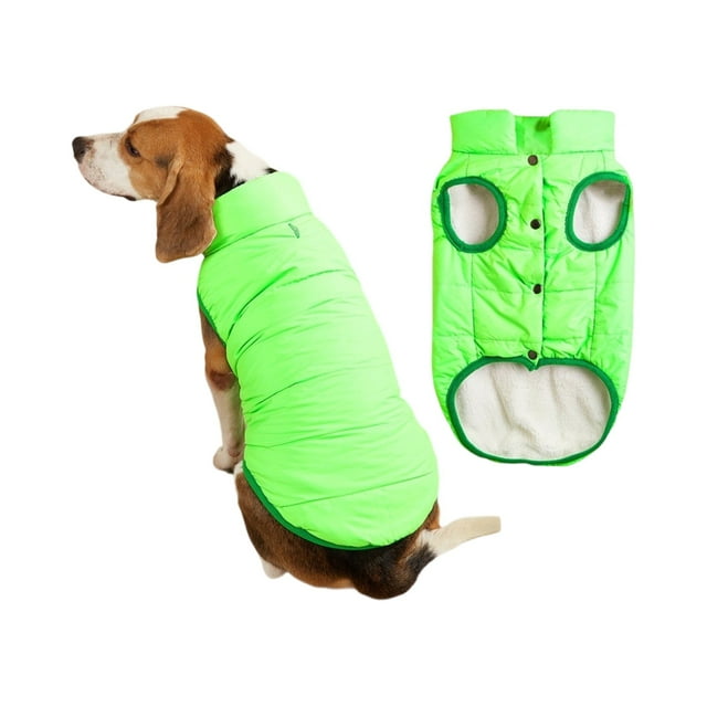 Winter Dog Vest with Button Closure & Warm Fleece Lining, Back Zipper Design for Small and Medium Dogs, Comfortable Cold Weather Protection for Outdoor Walking