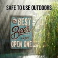 thumbnail image 4 of Vintage-Style "The Best Beer is an Open One" Metal Sign - Humorous Teal Wall Decor with Rustic Bottle Cap Graphic, 4 of 4
