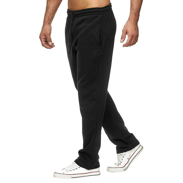 JYYYBF Fleece Sweatpants for Men,Men's Urban Straight Leg Jogger Heavy  Weight Fleece Cargo Pocket Sweat Pants Black XL