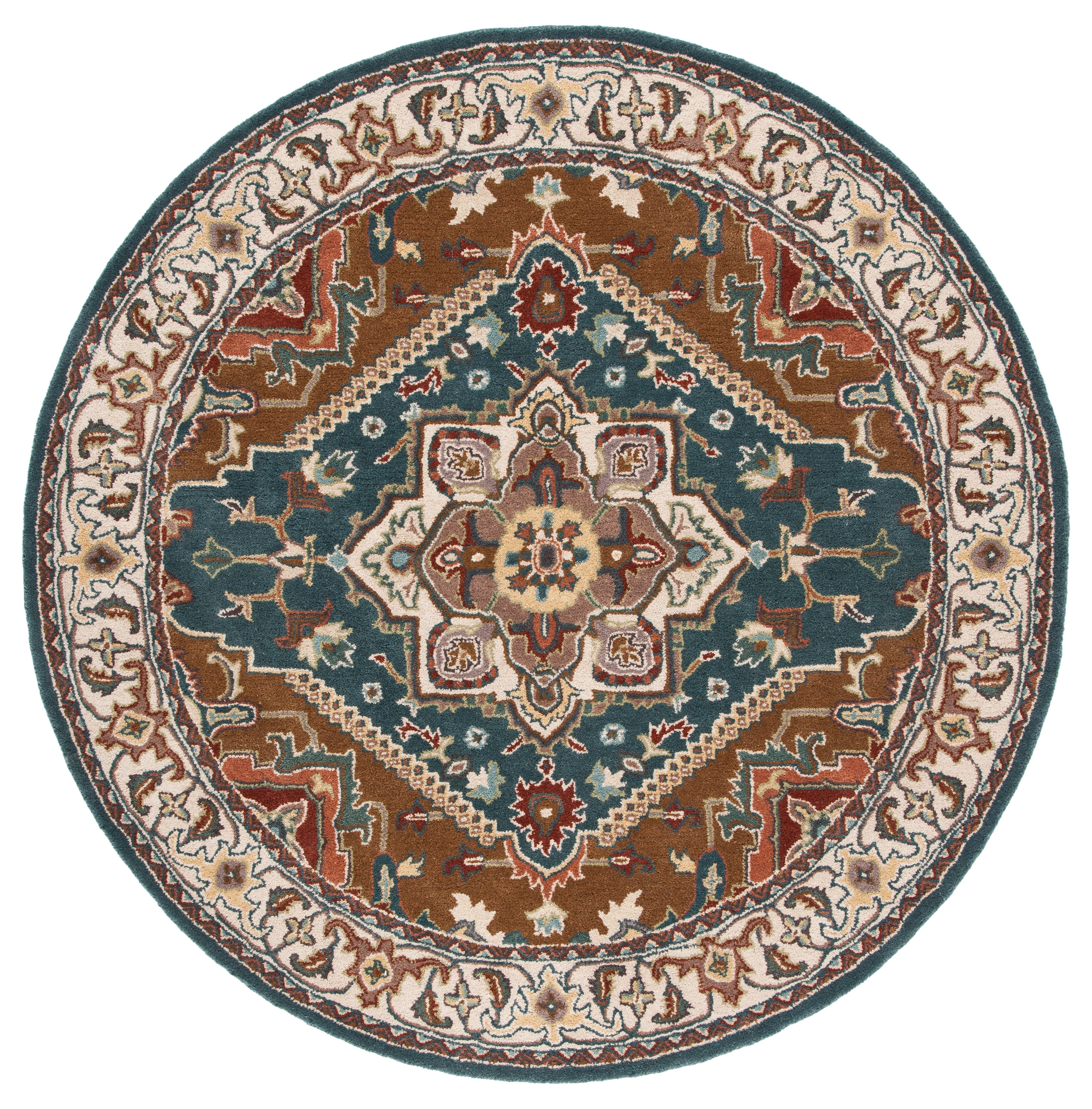 Safavieh Heritage York Oriental Wool Area Rug, Dark Green/Brown, 8' x 8' Round