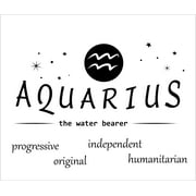 Aquarius the Water Bearer with Zodiac Symbol Artwork for Living Room Vinyl Wall Decal - Horoscope and Birth Sign with Their Respective Personality Traits Like Progressive Original Independent Humanita