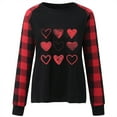thumbnail image 4 of Valentine's Day Cute Sweatshirts for Women Plaid Patchwork Letter Graphic Print Long Sleeve Crew Neck Loose Tops(Red,L), 4 of 4