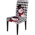thumbnail image 7 of muroi Black and White Chair Covers - Christmas Snowman Buffalo Check Tartan Plaid Spandex Stretch Washable Chair Protectors Set of 6 for Dining and Living Room, 7 of 7