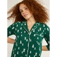 thumbnail image 3 of Joyspun Women’s and Women’s Plus Cotton Blend Notch Collar Pajama Set, 2-Piece, Sizes XS to 4X, 3 of 4
