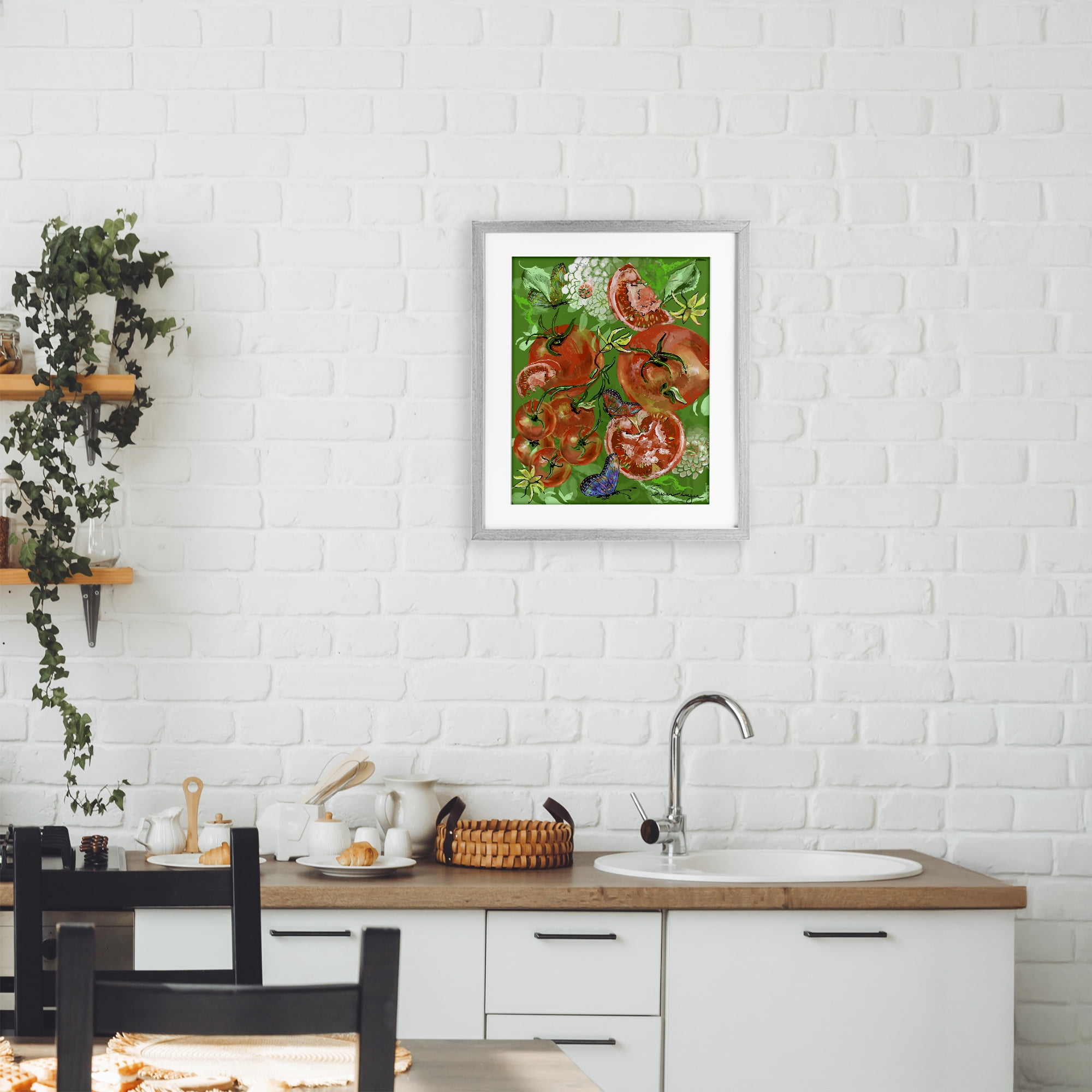 Stupell Industries Tomatoes Swirl Collage Gray Framed Print Under Glass, design by Susan Lugar
