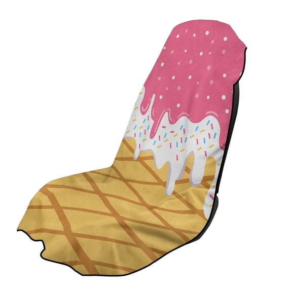 XYZCANDO Car Seat Cover Towel Non Slip Car Seat Towel Cover for Running Camping, Automotive Front Seat Protector Machine Washable, Ice Cream Pattern Design