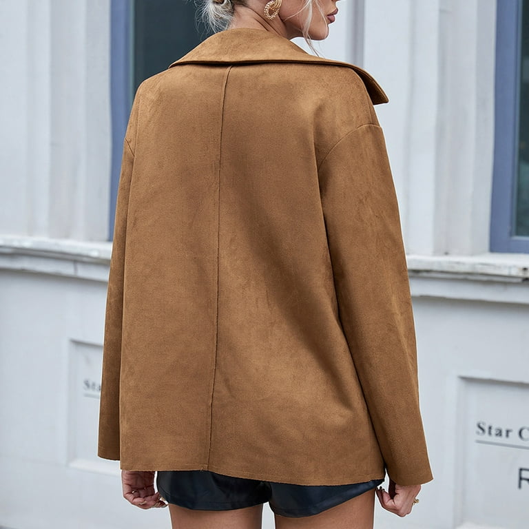 XFLWAM Women's 2023 Fall Faux Suede Shirts Jacket Fashion XFLWAM Women's 2023 Fall Faux Suede Shirts Jacket Fashion
