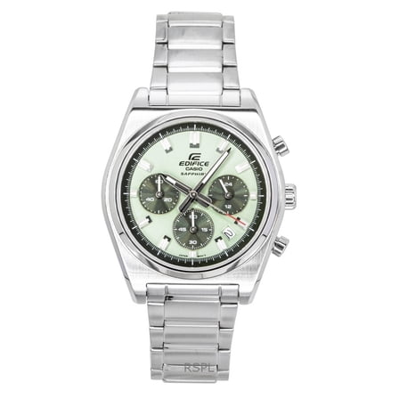 Casio Edifice Analog Standard Chronograph Stainless Steel Green Dial Quartz EFB-730D-3AV 100M Men's Watch