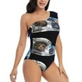 thumbnail image 3 of Easygdp Cat Astronaut Women's One Shoulder Ruffle Monokini Bathing Suits with Removable Chest Pad, Quick Drying - XX-Large, 3 of 8