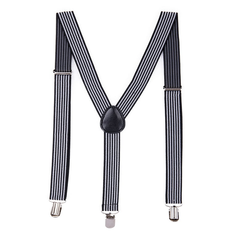 LELINTA Men's Big and Tall Y-Back Braces Clip Suspenders 1 Wide Adjustable  Elastic Shoulder Strap Ladies Men, Black/ White/ Grey/ Rose Red 