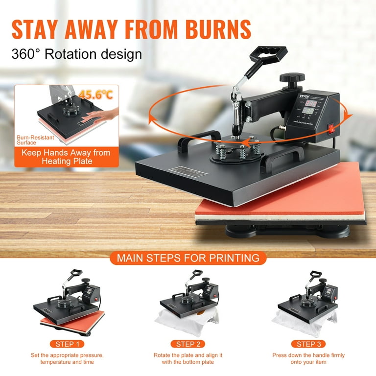 VEVOR 15x15in in Heat Press Machine, Clamshell Sublimation