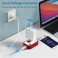 thumbnail image 3 of 220V to 110V Converter Travel Adapter: FOVAL International Power Converter with [18W PD USB-C] 3 USB Ports 2 AC Outlets Voltage Converter US to Europe UK AU US Italy Worldwide Plug Power Adapter Red, 3 of 9