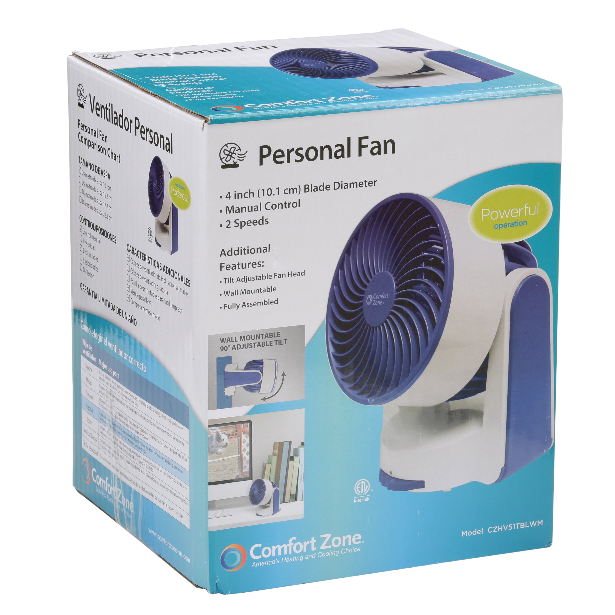 Comfort Zone 5 Personal 2 Speed Fan Black Walmart Com