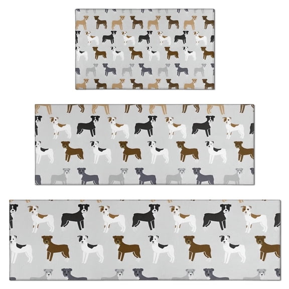 Bulldog Dog Kitchen Rugs Sets Of 3,Kitchen Runner Rugs Non Skid Washable,Decorative Kitchen Floor Mats for Kitchen,Sink,Laundry,17"x30" 17"x47" 17"x59"